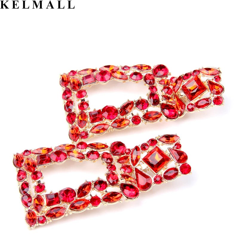 KELMALL Chunky Geometric Rhinestone Dangle Earrings for Women â€“ Bold Rectangle Statement Drop Earrings, Gift-Boxed Fashion Jewelry - Image 4